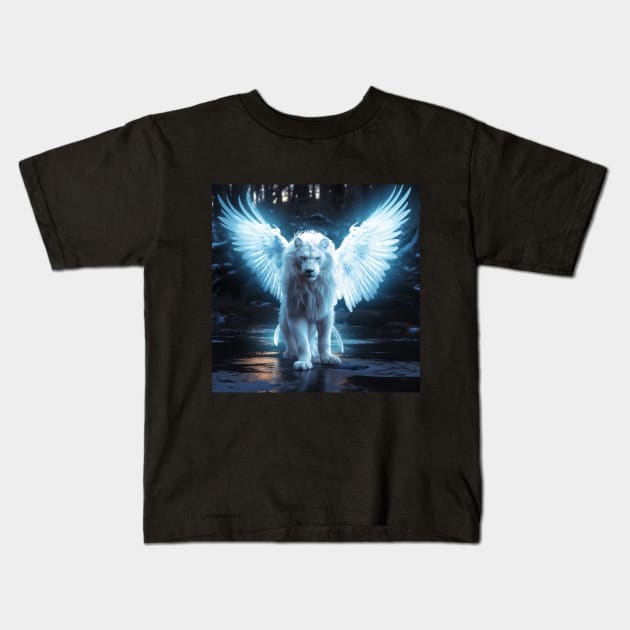 Winged Lion Kids T-Shirt by Animal Fantasia